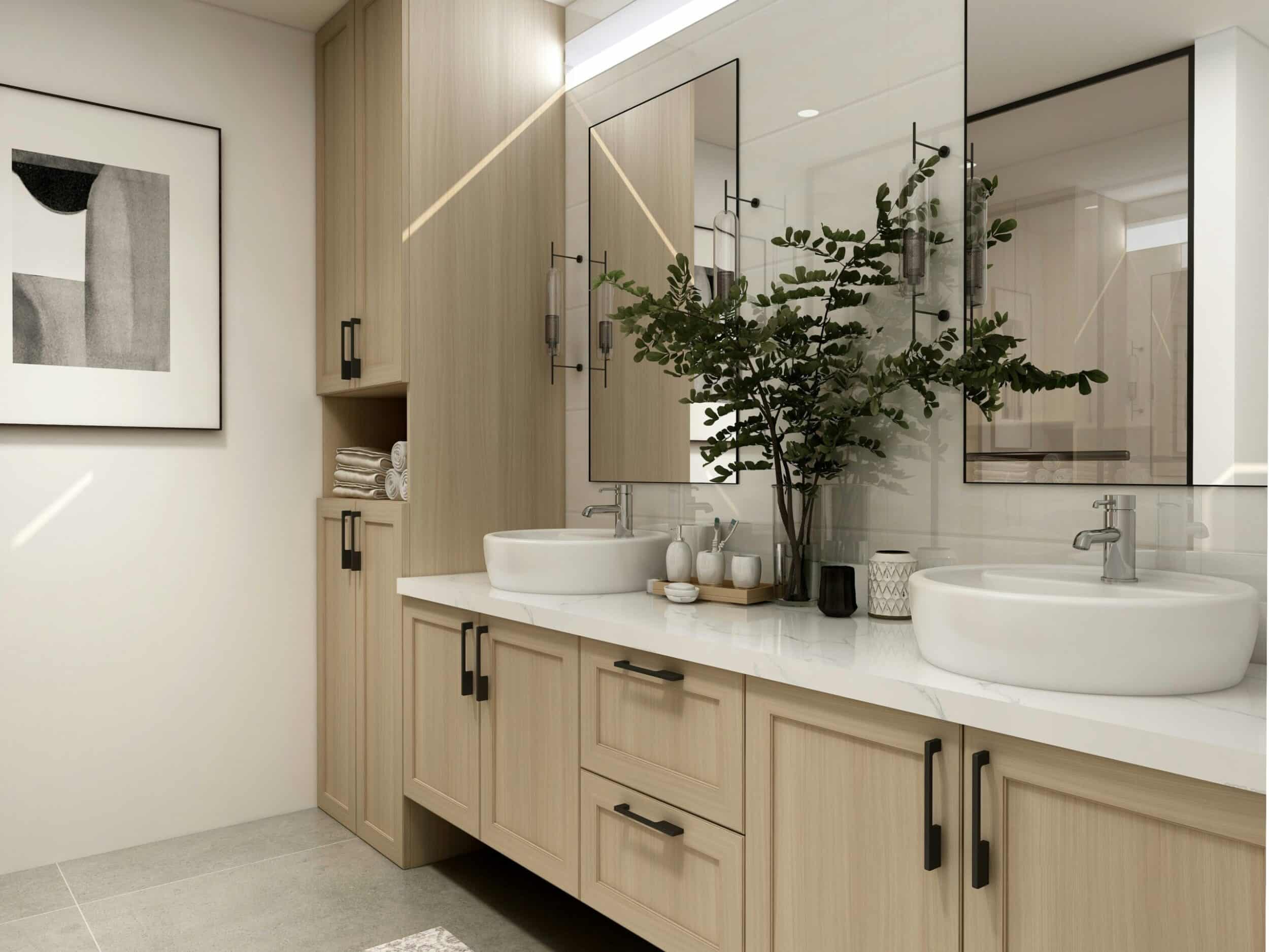 Home 10 a bathroom with a plant in a pot